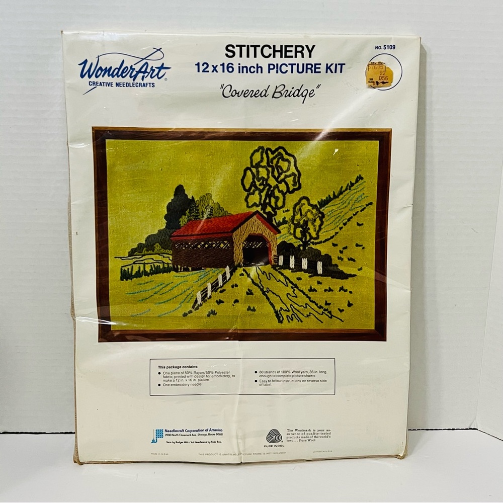WonderArt Creative Needlecrafts Stitchery 12”x16” in “Covered Bridge” No.5109